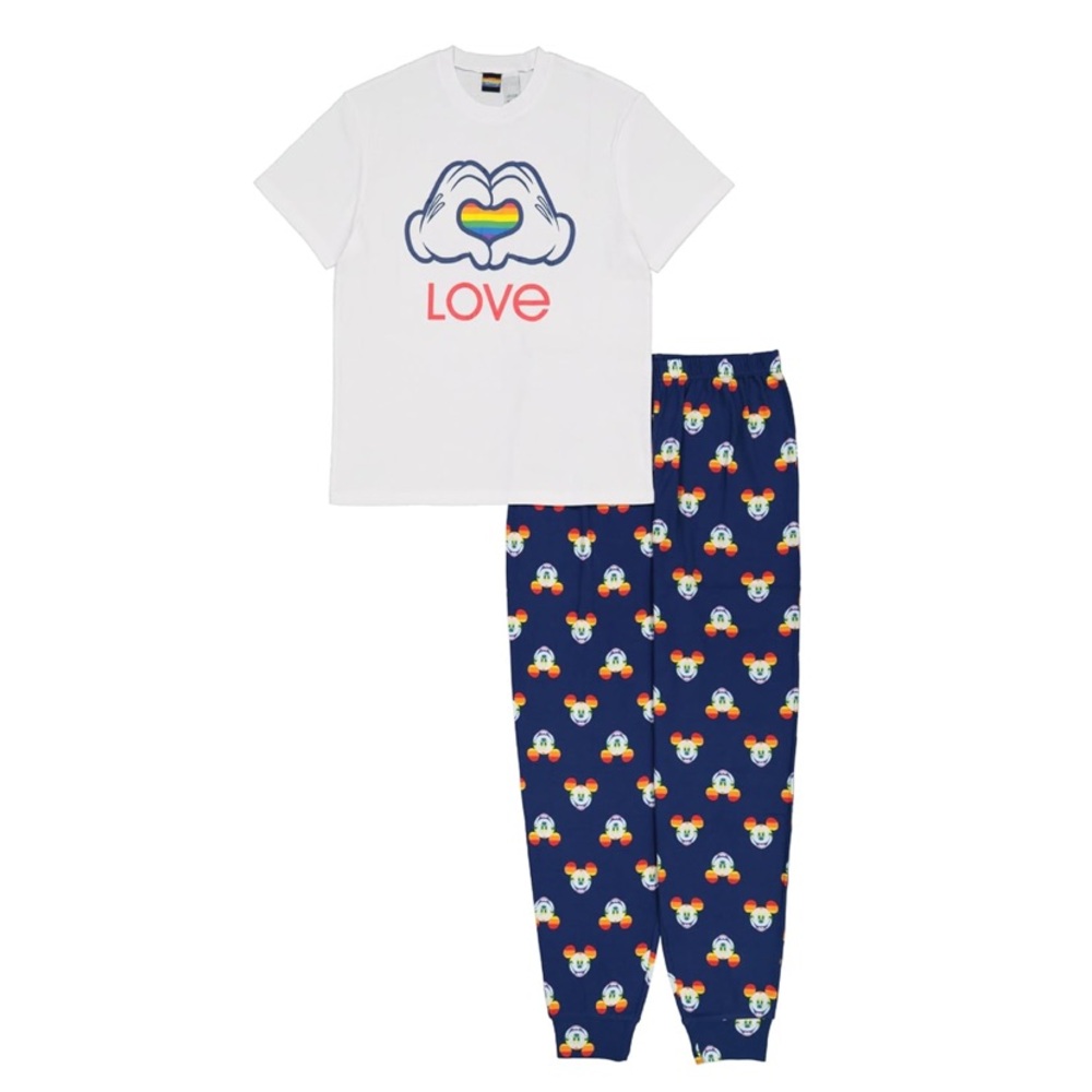 Disney Rainbow Collection Men’s Knit Cotton Pajama Set with Pride Love Design